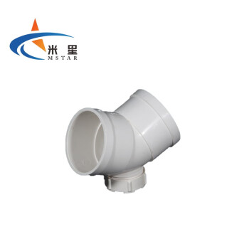 米星（MSTAR）PVC45度排水弯头带口下水管件直弯半弯带检角弯 弯头 110（5个装）