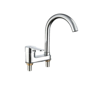 立新求精 小韩版两联面盆大弯水龙头15A28-LX 单把双孔冷热混水龙头 板凳铜水龙头 洗手洗脸盆水龙头（定制）