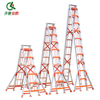 齐鲁安然 铝合金升降梯 人字梯工程梯 4米6米8米伸缩梯多功能折叠梯工地厂房施工梯双面人字梯 4米铝梯