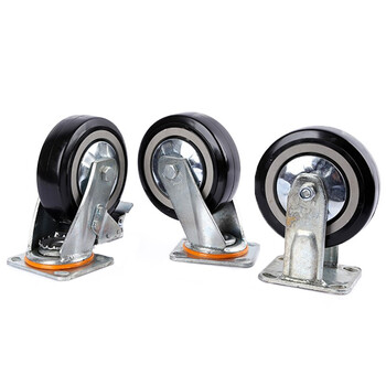 海斯迪克 HKQS-40 聚氨酯脚轮黑色轮子 6寸单配