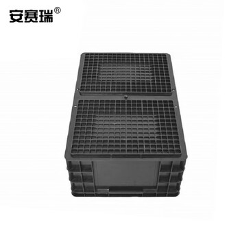 安赛瑞 防静电周转箱 收纳周转箱 整理收纳箱 电子元件盒塑胶框 600×400×230mm 黑色 不带盖 16333