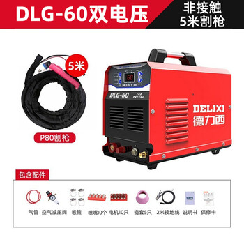 德力西等离子切割机DLG-60小型工业级380v220v双电压非接触【外置气泵DLG60双电压非接触单用】5米枪+配件