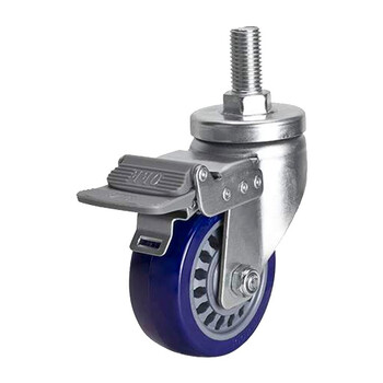 安赛瑞 丝杆刹车脚轮 4英寸中型TPU低噪音轮 承重250KG 滑轮滚轮 易得力定制 16237