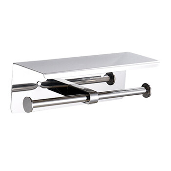 益美得LSL33311卫生间免打孔304不锈钢卷纸架双筒双用厕纸盒  A款纸巾架