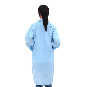 上柯 B2080 防护服大褂 无尘服洁净服防尘衣白色蓝色电子厂无尘衣长款 蓝色 XXL码