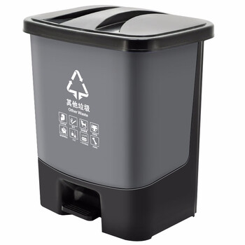 兰诗（LAUTEE）HX-40 脚踏分类垃圾桶  物业办公室带盖单格垃圾桶 40L灰色-其他垃圾