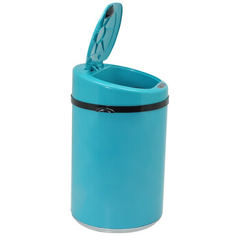 兰诗（LAUTEE）LK1016 不锈钢智能垃圾桶感应带盖防臭异味纸篓卫生桶 蓝色 9L