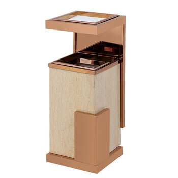 庄太太【不锈钢黑石】酒店宾馆大厅电梯口不锈钢大理石带烟缸立式垃圾桶