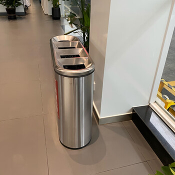 迪恩斯（DEANS）不锈钢垃圾桶室内分类垃圾桶大号商用四分类果皮箱商场公共场合高档垃圾箱 218X4