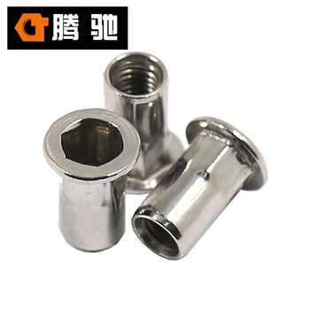 腾驰 CT 304 平头内外半六角盲孔铆螺母 不锈钢六角柳螺母 M8*27.5（250支/盒）