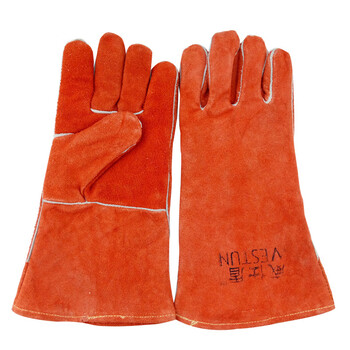 威仕盾（WESTUN）G-2101 35CM牛二层皮电焊手套 橙红色 XL码 1副