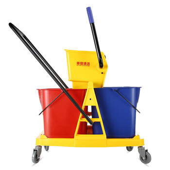 斯图手动下压式榨水车拖把桶保洁清洁车拧水桶挤水桶拖地桶墩布压水车 60L榨水车