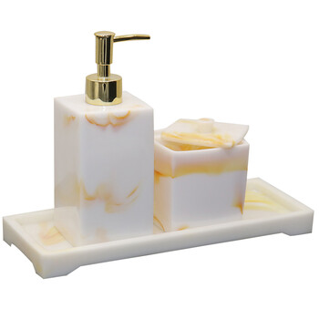 兰诗（LAUTEE）LH8004 卫浴洗手液瓶三件组合装酒店洗发水浴室沐浴露分装瓶按压瓶皂液器乳液空瓶 黑仿500ml