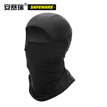 安赛瑞 防晒头套面罩 户外骑行高温工作 防暑降温蒙面遮脖帽脸基尼 黑色均码 11138