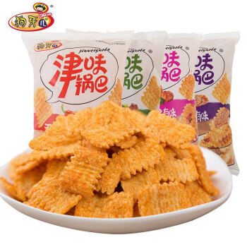 狗牙儿津味锅巴280g3包香辣番茄烧烤味休闲零食膨化食品好吃年货1包