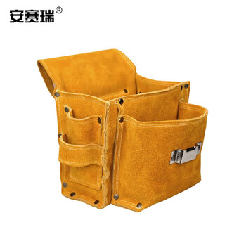 安赛瑞 工具腰包 木工牛皮钉兜 电木工五金维修腰包 耐磨加厚工地建筑装修工具袋 黄色 240165