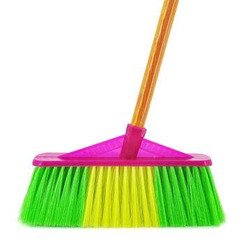 兰诗（LAUTEE）618-R 加长杆环卫物业木柄扫把笤帚 黄色长斜杆宽头软毛