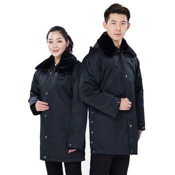 者也 保安大衣加厚保安服大衣冬装棉衣加长反光多功能防寒服工作服物业保安棉服 加长款（反光） 175码