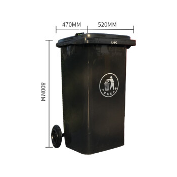 JN JIENBANGONG 垃圾桶 大号带盖户外分类垃圾桶100升加厚掀盖带轮垃圾桶 黑色其他垃圾