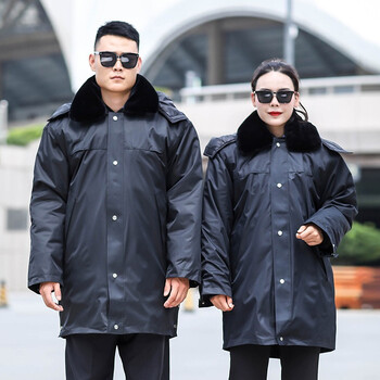 大杨723防寒大衣 中长款 XXL码 冬季加厚翻领工作服保安服棉衣外套 藏蓝色