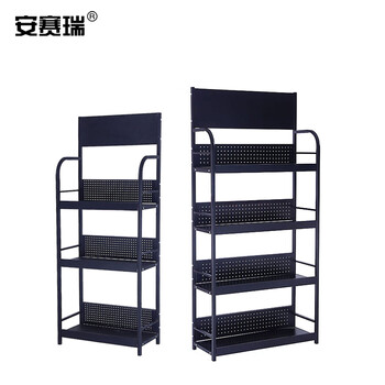安赛瑞 轻型小货架（三层）机油配件展示架 超市便利店置物架展销架 润滑油金属货架 黑色 28383