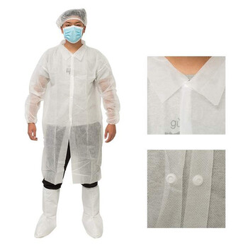 安美尚(ams)一次性无纺布白大褂PP35g扣子款 100件/箱定做不含手套鞋套帽子 XXL