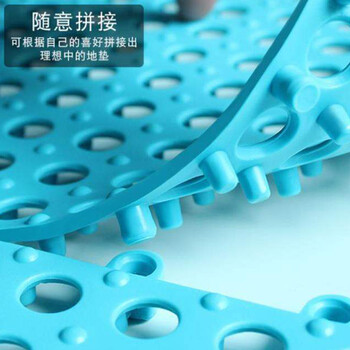 爱柯部落 浴室防滑垫 自由拼接疏水地垫脚垫30×30cm（10片）酒店卫生间淋浴房镂空隔水门垫碧波蓝定制110037