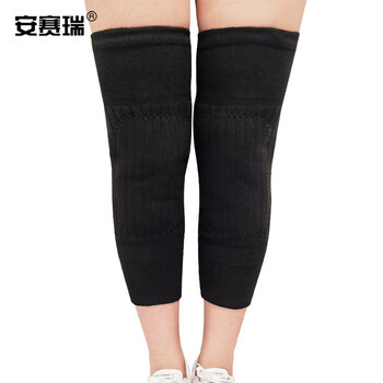 安赛瑞 加厚保暖护膝 防寒加绒劳保护腿膝盖套 执勤防冻护腿套男女通用 1对装 13号黑色绒 300165