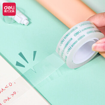 得力(deli)易撕高透学生文具胶带/小胶带 18mm*30y(27.4m/卷) 8卷/筒 办公用品 30065