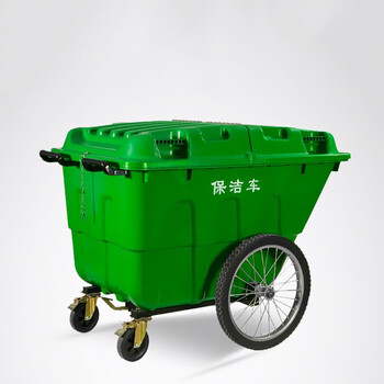 锐拓环卫垃圾车特大垃圾桶大号户外小区物业手推保洁车带盖挂车垃圾车400升