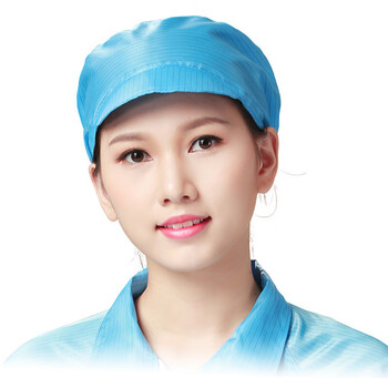 者也（ZYE）10顶防静电帽子无尘车间工作帽劳保头套防灰尘小工帽女防尘帽男 蓝色