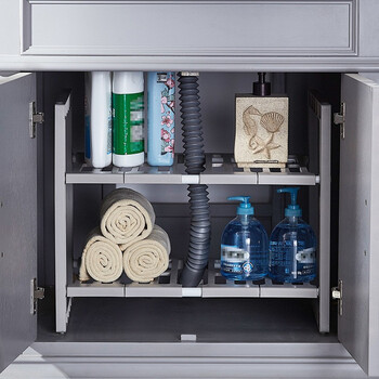 盛富永 可伸缩下水槽架 置物架收纳架 多功能落地式卧室桌面杂物整理架 简易水槽架