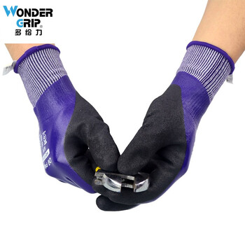 多给力（WonderGrip）WG-518W防油防滑耐磨丁腈浸胶劳保手套机械加工 定做 L码 1双