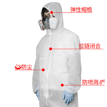 鸣固 隔离服防护服连体拉链式一次性隔离衣防护服全身隔离服(160-180)【5件起】
