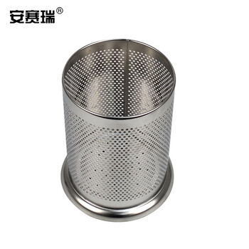安赛瑞 不锈钢存储架  置物架沥水架 餐具收纳桶筷子筒  密孔款 大号 26371