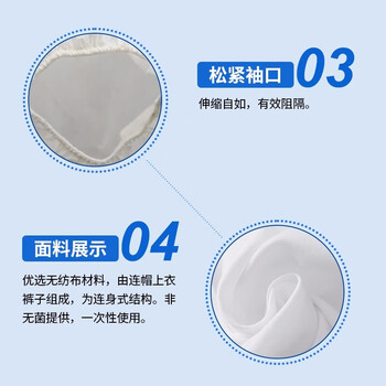鸣固 防护服 隔离衣隔离服防护服连体全身拉链式一次性无纺布防护服隔离服 均码
