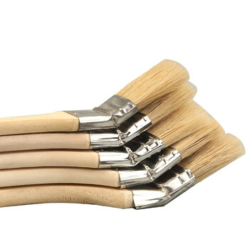 苏识 QJ0079 木柄长柄直头耐溶剂纯猪鬃油漆刷毛刷 2.5寸长柄直头 10把