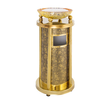 兰诗（LAUTEE）WY6019 酒店大堂垃圾筒 过道电梯口烟灰桶 宝鼎黑烤漆黑白盆