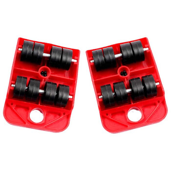 冰禹 BYA-478 家具重物搬移器五件套 搬家器 重物省力移动工具 搬家具神器 搬家滑轮 红色款