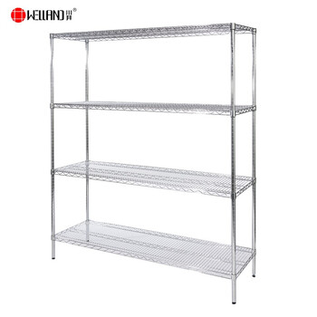 川井（WELLAND）工业镀铬货架 置物架 仓储重型四层架  储物架 碳钢镀铬收纳架子 25mm管径60*35*120cm