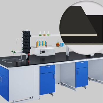 万尊 钢木实验台中央台3m带水柜带试剂架深蓝色工作台化验室操作台
