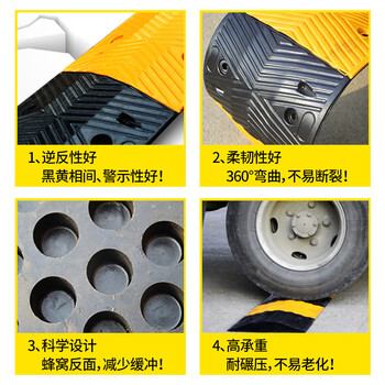 百舸 橡胶减速带 加厚斜坡缓冲带 公路道路面坡道汽车限速垄 100*35*7cm