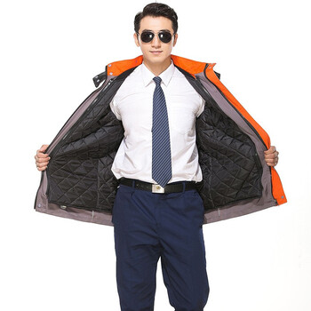 者也（ZYE）保暖反光工程服棉服冷库棉袄劳保服秋冬工作服（可拆卸棉胆） 藏蓝+桔 160码