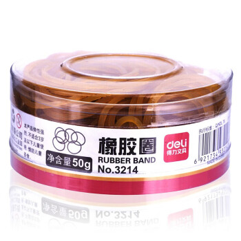 得力（deli）3214黄色橡皮筋 乳胶圈 牛皮筋 橡胶圈 50g/筒