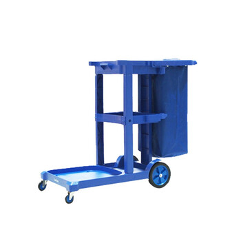 莫恩克 清洁车 柞水桶 手推保洁杂物车 多功能物业拖把桶 蓝色无盖清洁车+榨水桶