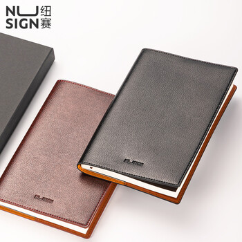 得力纽赛(NUSIGN)超纤肤感笔记本A5 意大利特厚纸张 商务办公会议本子记事本礼盒装  黑棕随机NS259