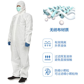 者也  防护服一次性无纺布隔离服 民用隔离衣农药喷洒畜牧养殖隔离服 全身连帽连体防护服 L码【160-175】