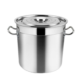 亿箬 厚2.0MM不锈钢桶 外直径30cm 加厚带盖圆桶商用304不锈钢汤桶水桶油桶 条形耳款