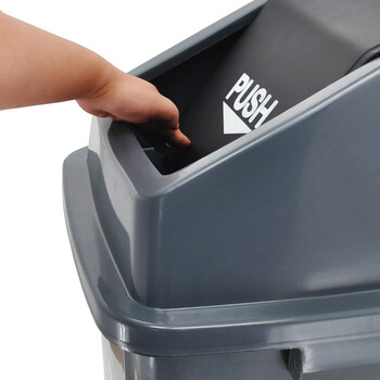 兰诗（LAUTEE）XDL-100D 新国标分类摇盖方形垃圾桶 物业环卫垃圾桶 100L灰色-其他垃圾