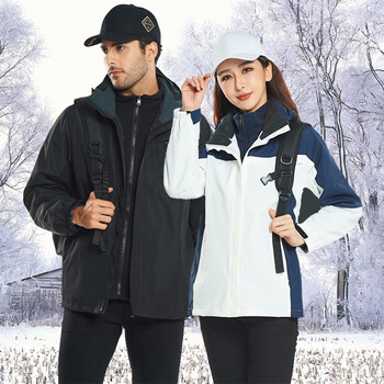 者也 三合一可拆卸冬季加绒加厚防风防水外套户外冲锋衣男潮牌登山服棉服保暖工作服女 白色（男款） 2XL码